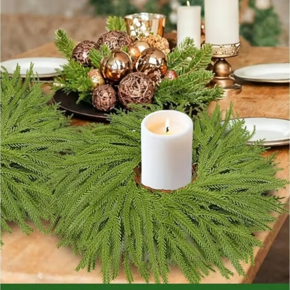 Elegant Green Holiday Wreath with Candle